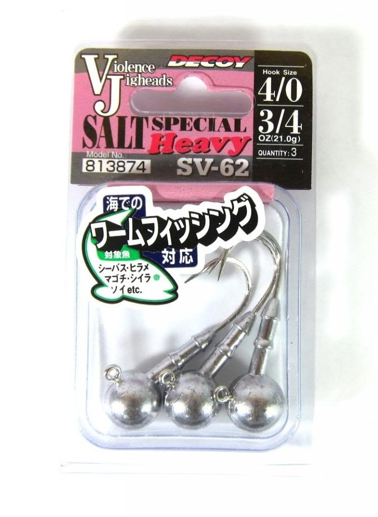 Decoy SV-62 Jig Head Salt Special Heavy Duty Saltwater Size 3/0 , 3/8 oz (3829)