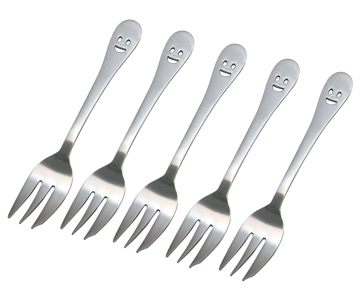 Shimomura Kihan 30967 Cake Fork, Stainless Steel, Niko, Set of 5, Made in Japan