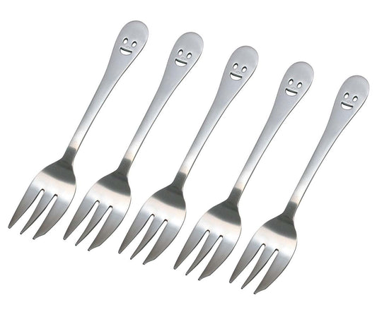 Shimomura Kihan 30967 Cake Fork, Stainless Steel, Niko, Set of 5, Made in Japan