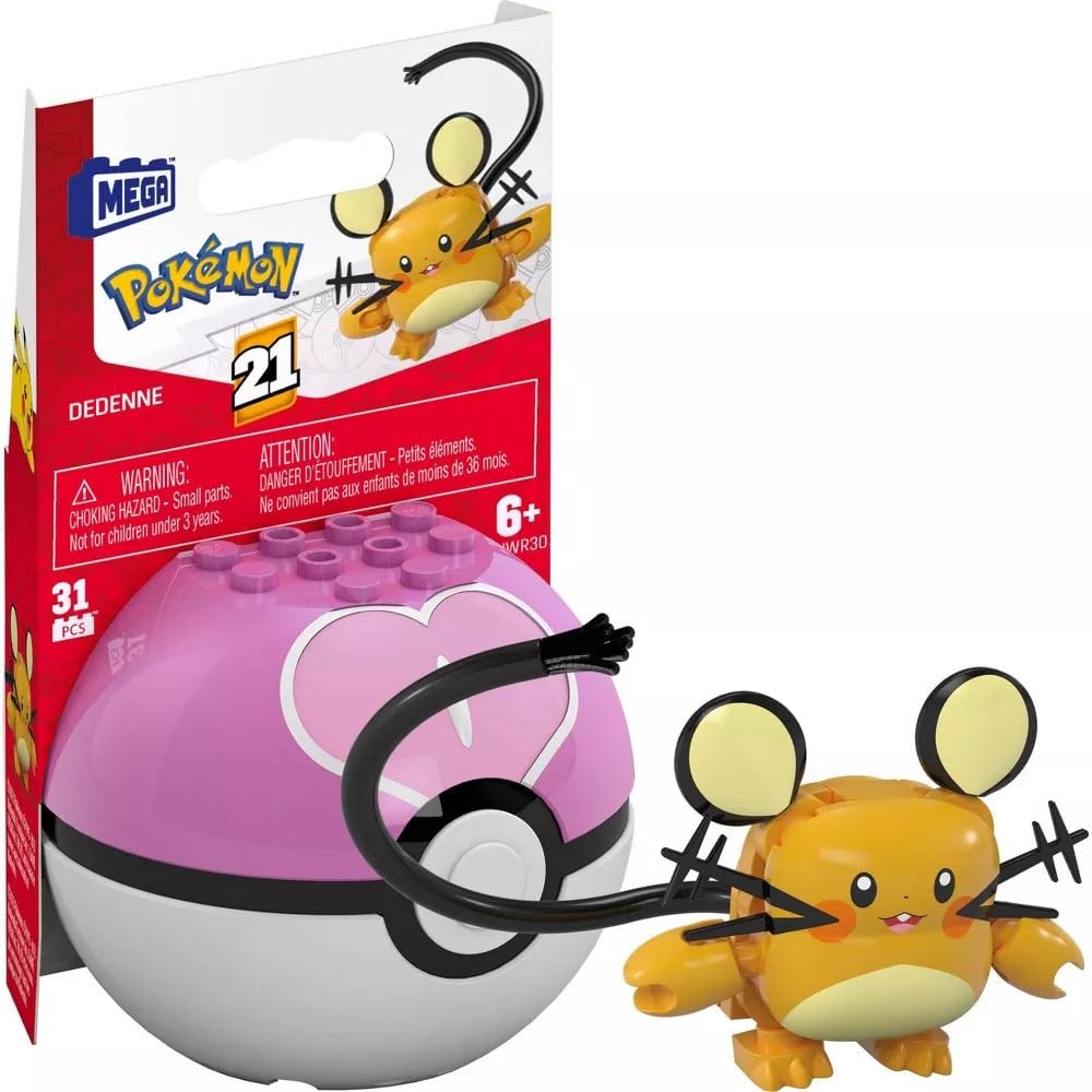 MEGA Pokémon Dedenne Building Toy Kit, Poseable Action Figure (31 Pieces) for Kids
