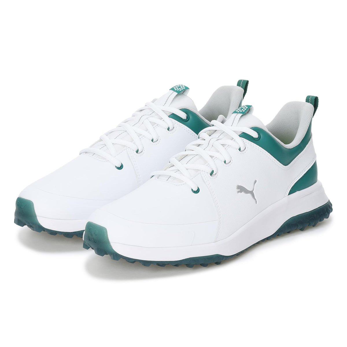 Puma Golf Spikeless Shoes, Grip, Fusion Pro 3.0 Men's, Puma White/Green Terrain/Wild Green, 27.0 cm