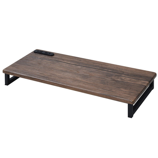 Yamazen DTSE-5925 (ABR/SBK) Monitor Stand, Width 23.2 x Depth 9.8 x Height 3.3 inches (59 x 25 x 8.5 cm), Compact, Includes 2 Outlets, Keyboard Storage, PC Stand, Easy Assembly, Antique Brown/Black
