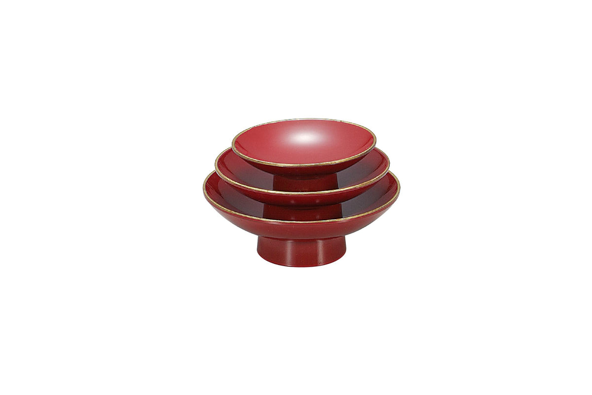 Tatsumiya Hospitality, Mini 3 Set Cups, Vermilion, Size: Approx. φ2.7 inches (6.8 cm), H2.4 inches (6.2 cm), 57069