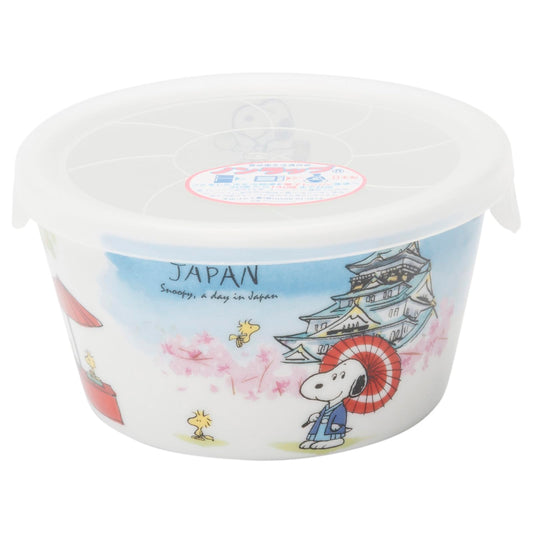 Peanuts 888991 Snoopy World Travel Kinki Japan 2 Small Bowl, Salad Bowl, Plate with Lid, Diameter Approximately 4.3 inches (11 cm), Height Approx. 2.4 inches (6 cm), Microwave and Dishwasher Safe