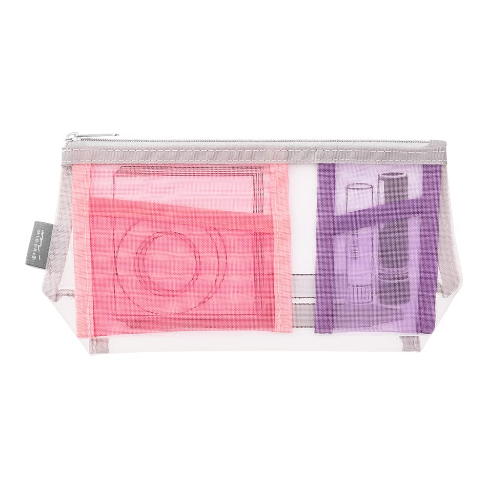 DESIGNPHIL 53351006 Mesh Pouch, Pen Case, Tool Pouch, Gusset, Pink
