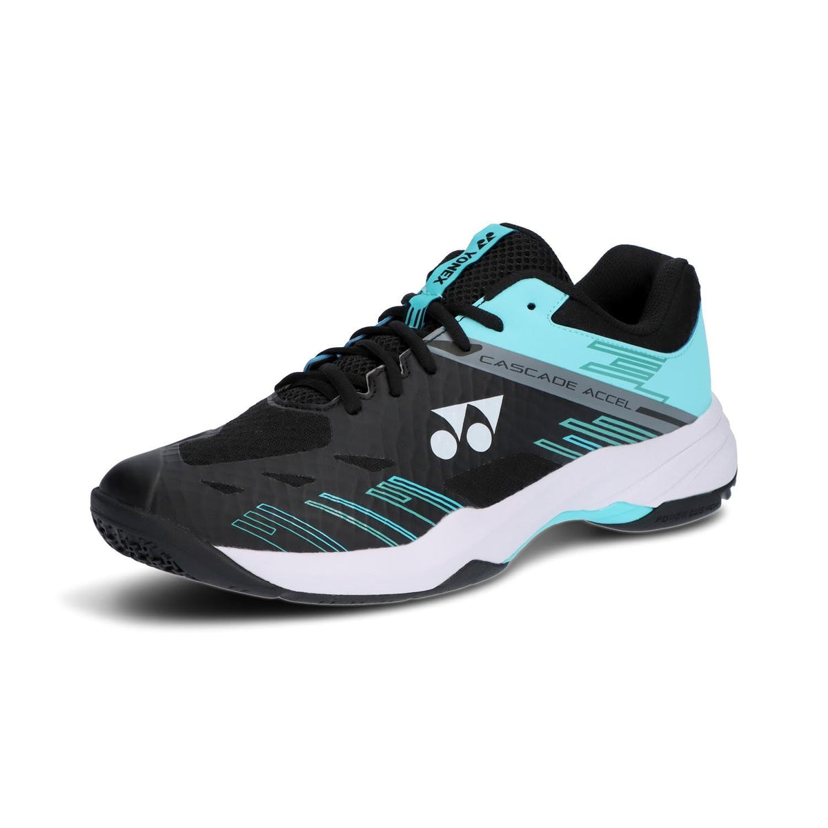 YONEX(ヨネックス) Unisex Adult Power Cushion Cascade Axle Wide Badminton Shoes, Black/Ice Blue (381), 29.0 cm