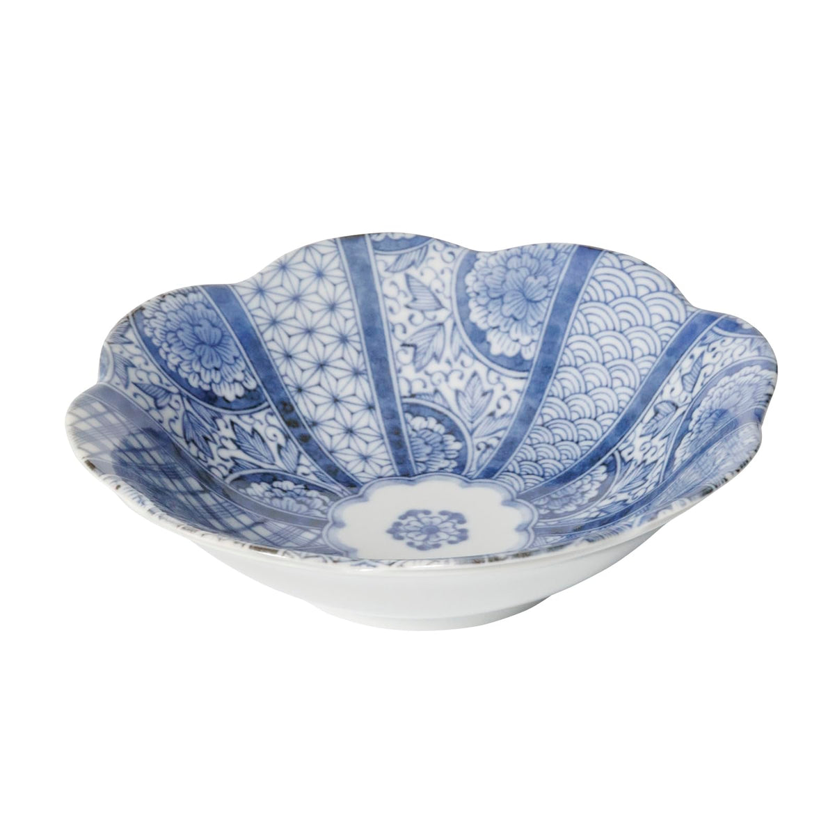 Mino Ware 132-0202 Simmering Bowl, Dish, Microwave, Dishwasher Safe, Dishware, Navy Blue Flower, Approx. 6.7 inches (17 cm), Made in Japan