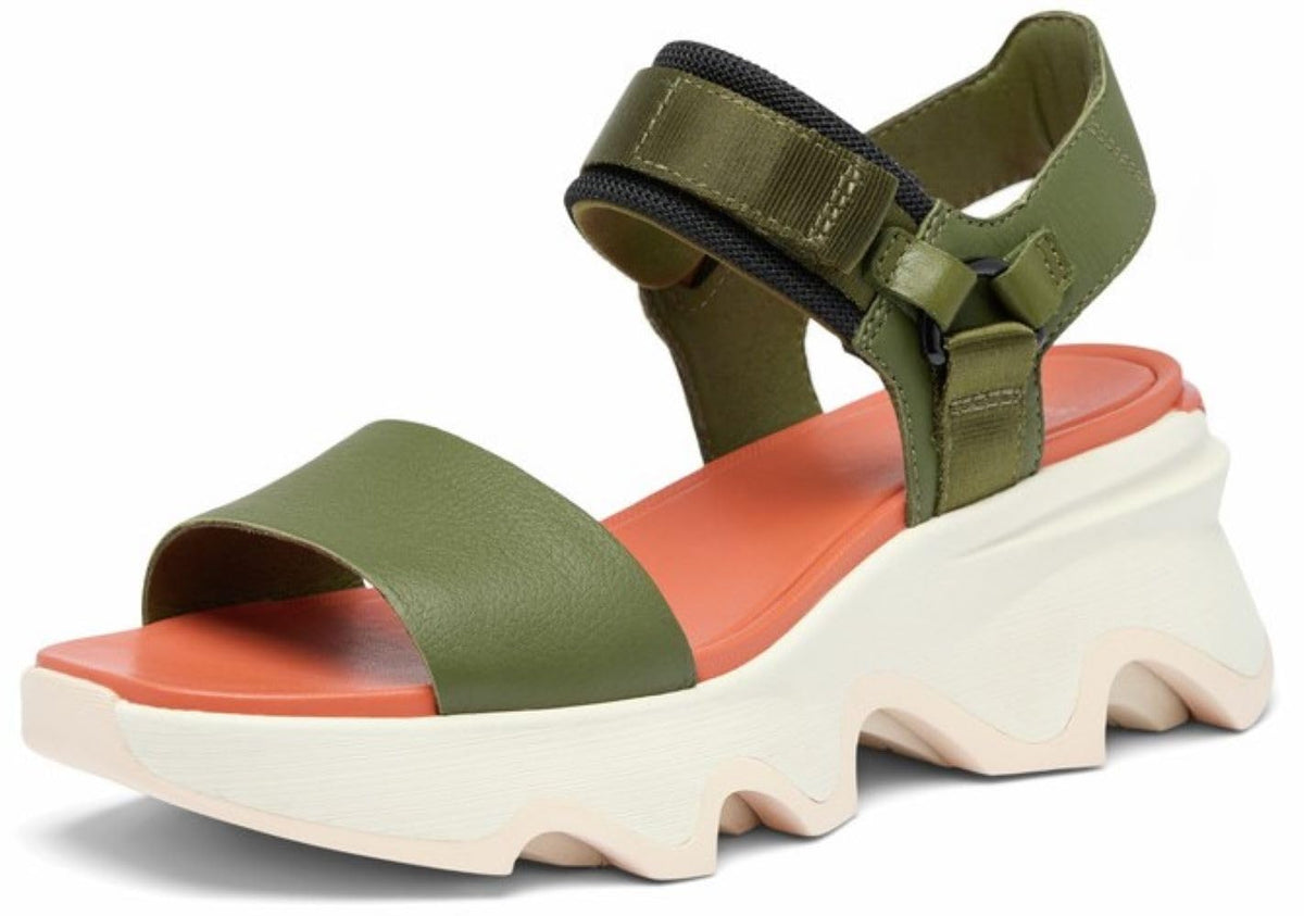 Sorel Women's Kinetic Impact Y Strap High Sandall, Utility Green/Pearlescent, 10