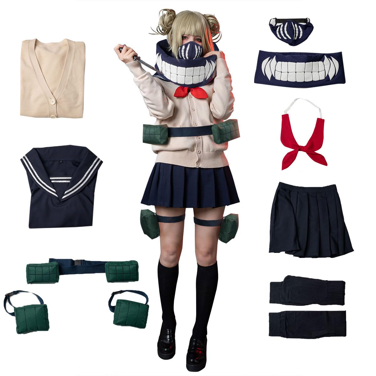 Cosfun Women's Cosplay Costume Full Outfits Sailor Uniform Suit Upgraded Ver (X-Small)
