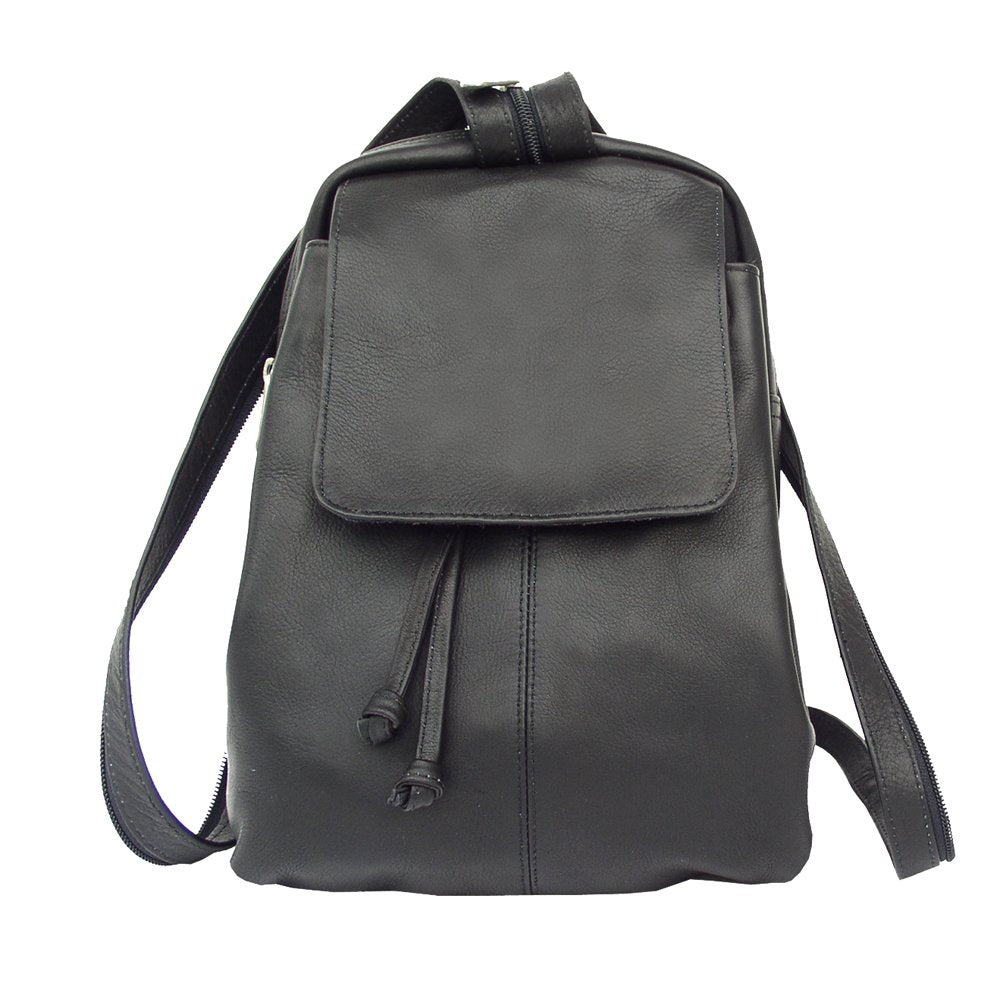 Piel Leather Small Drawstring Backpack, Black, One Size
