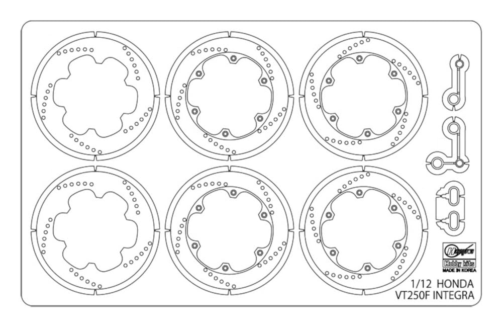 Hasegawa - 1/12 Photo-Etched Parts for Honda VTF250F - Plastic Model Making - Scale: 1:12