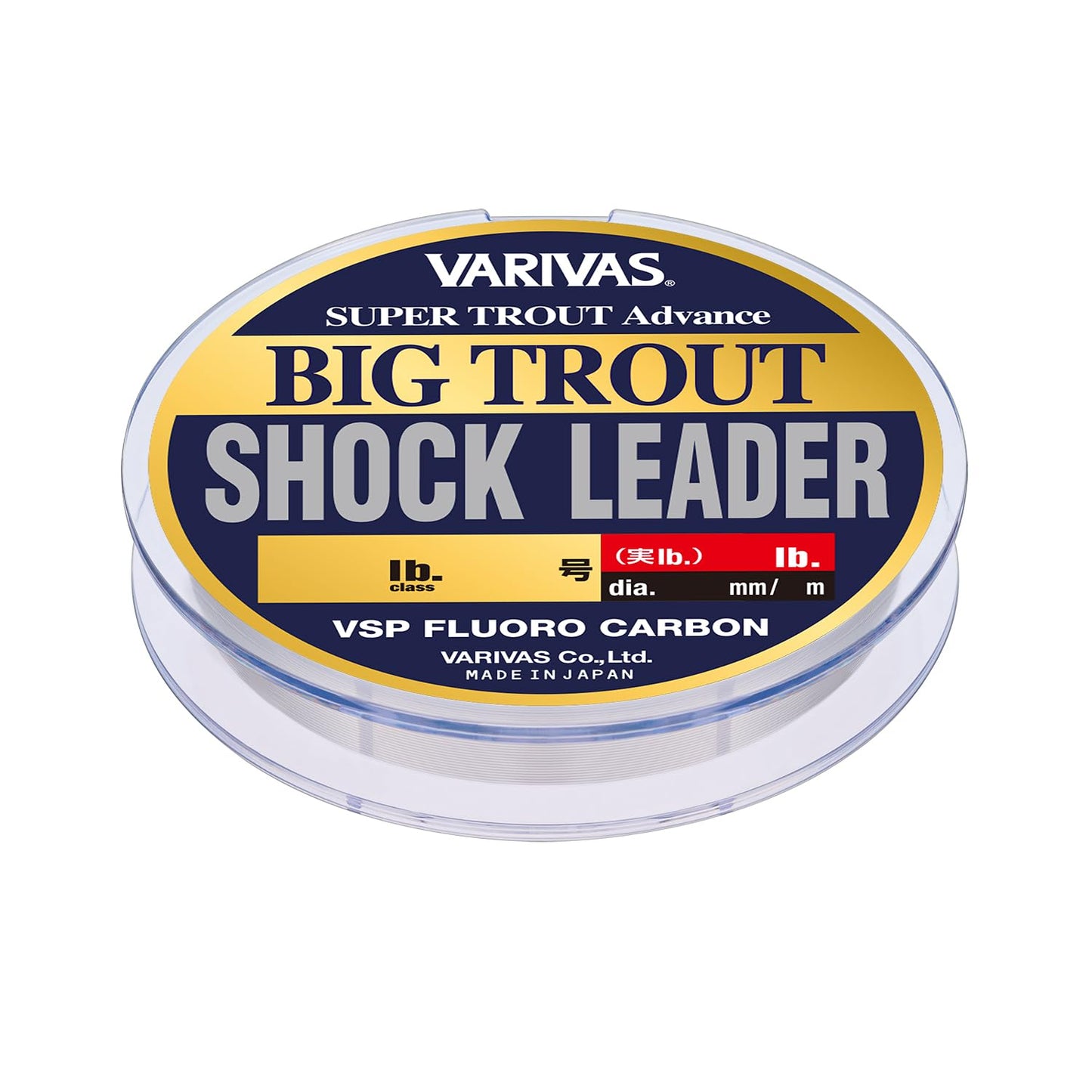 VARIVAS Shock Leader, Super Trout, Advance Big Trout, VSP Fluorocarbon, 11.8 ft (30 m), No. 3, 12 lb, Natural