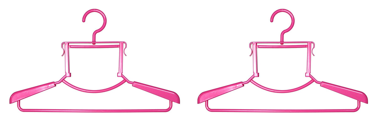 Livido High Neck Hangers, Set of 2, Shoulder Width Elastic, Width 16.5-21.3 inches (42-54 cm), Neck Elastic, 3.1-5.5 inches (8-14 cm), Rotating Hook, Pearl Pink, Made in Japan