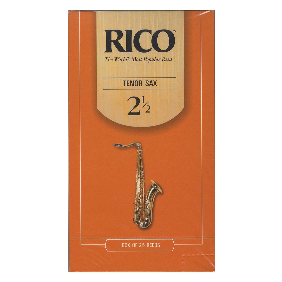 D’Addario Woodwinds - Rico Tenor Sax Reeds B flat - Tenor Saxophone - Tenor Reeds Crafted for Beginners, Students, Educators - Strength 2.5, 25-Pack