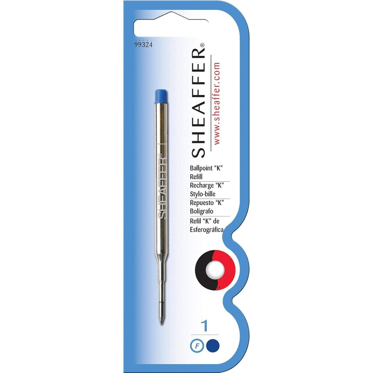 Sheaffer Ballpoint Refill K Style - Blue Fine - Blister Card