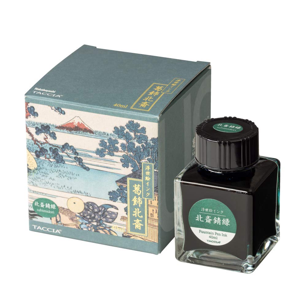 TACCIA TFPI-WD42-3 Fountain Pen Ink Water-Based Dye Ukiyo-e Ink Katsushika Hokusai Rust Green
