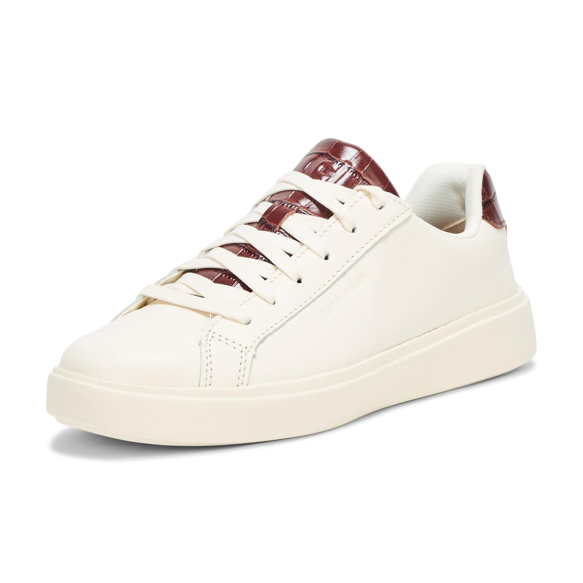 Cole Haan Women's Shoes - Grand Crosscourt Daily Sneaker, Powder Leather/Mahogany Crocodile Print Leather, 10.5-B US