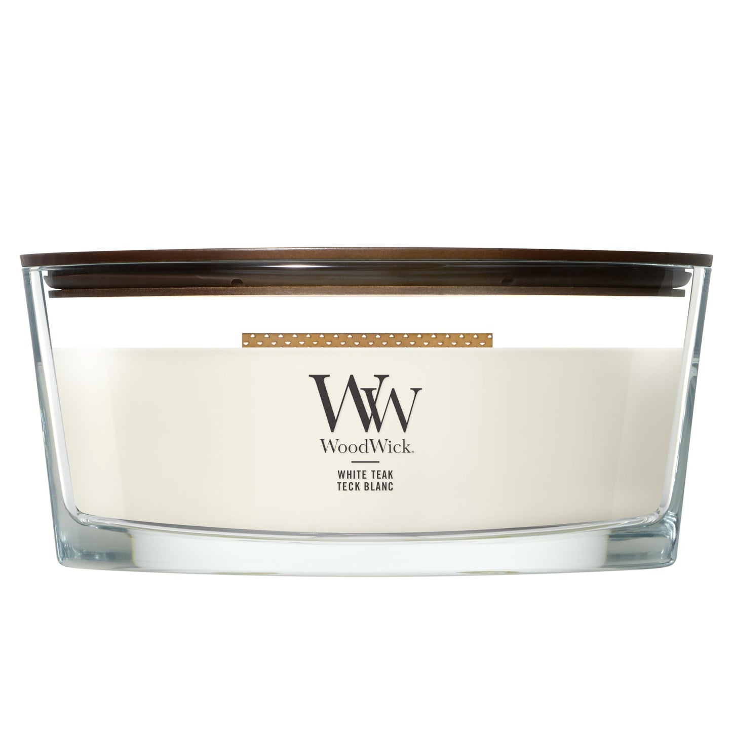 WoodWick Candle, Wax, White Teak, Ellipse