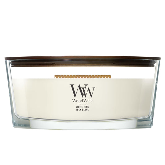 WoodWick Candle, Wax, White Teak, Ellipse