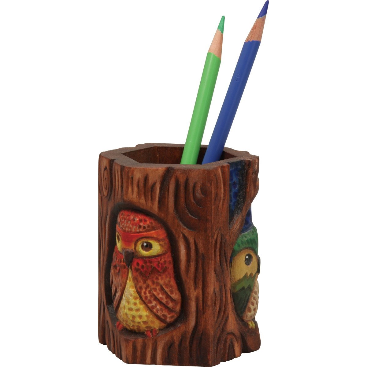 Artec 13518 Wood Carved Hex Pencil Holder (Unassembled)