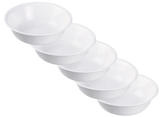 Corelle CP-9636 Plate Plate, Outer Diameter 6.3 x Height 2.0 inches (16 x 5 cm), Shatter-Resistant, Lightweight, Winter Frost White, Medium Bowl, Set of 5