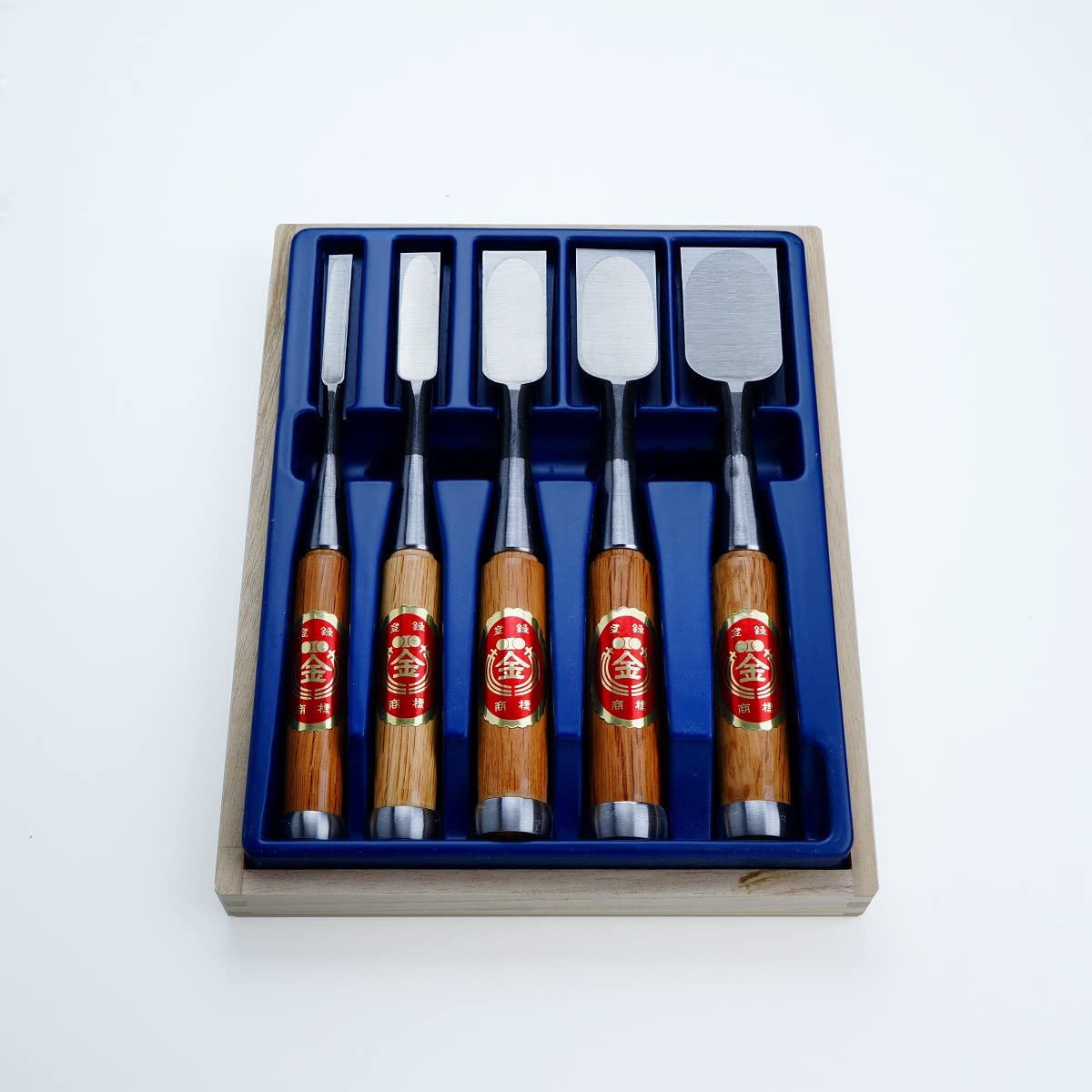 HONMAMON Japanese Style Chisel, Shirogami Steel 5pcs set, Made in Japan