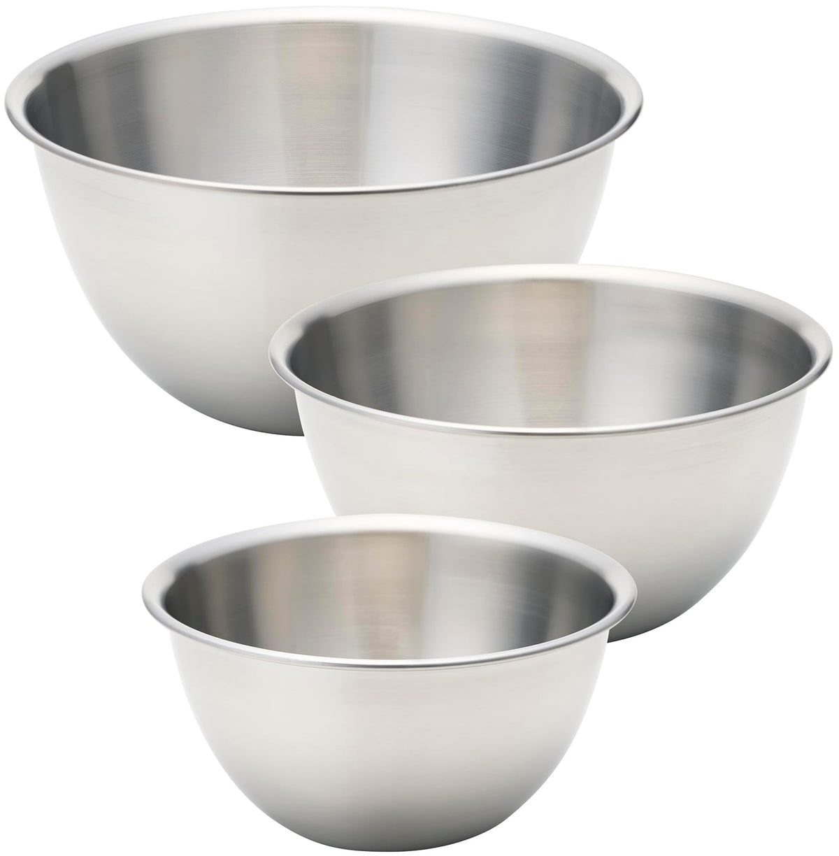 Nagao Tsubamesanjo Deep Bowl Set, 7.9 inches (20 cm), 9.1 inches (23 cm), 10.2 inches (26 cm), Frosted, 18-8 Stainless Steel, Made in Japan