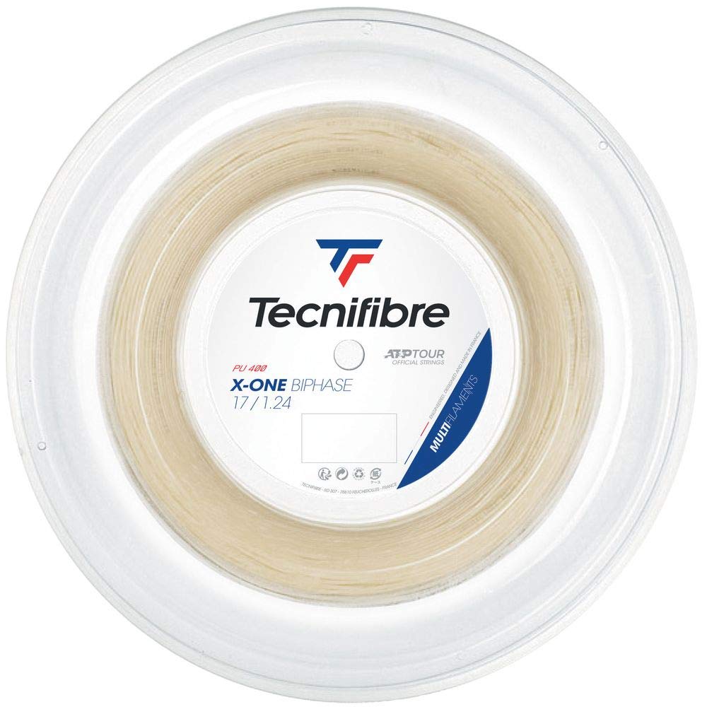 Tecnifibre BIPHASE 200M-X-ONE Adult Tennis Rope, Natural, 1.24/200 m