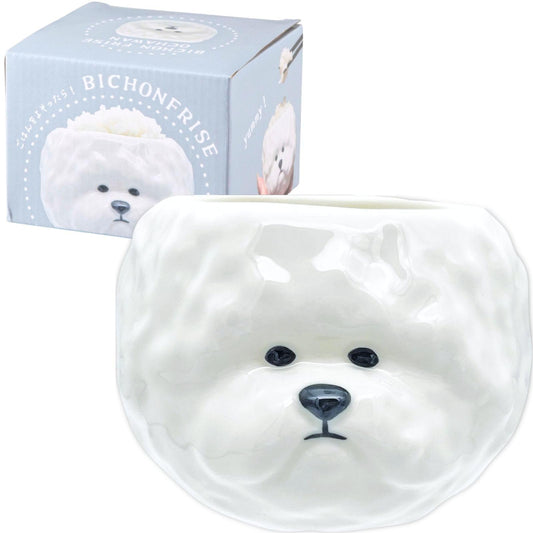 サンアート Sunart SAN4908 Cute Tableware, Ricebowl, Bichon Frise, Die Cut, Animal Tableware, Birthday Gift, Dog, Goods, Year-end Party, Miscellaneous Goods, White, Approx. 4.3 x 3.5 inches (11 x 9 cm)