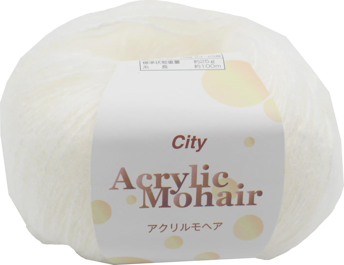 Motohiro SKI Yarn Hand Knitting Yarn City Acrylic Mohair COL. 11 White Series 100% Acrylic Approx. 0.9 oz (25 g) 32.8 ft (100 m) Set of 5 Balls