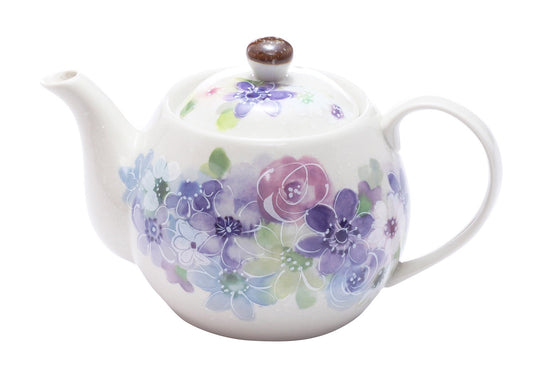 Ceramic Indigo Flower Workshop 01485 Pot, Purple Flowers, Size: Approx. φ4.5 inches (11.5 cm), H 4.6 inches (11.7 cm)