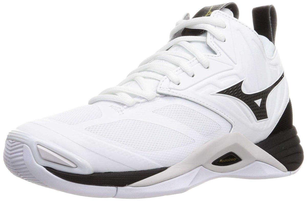 Mizuno Wave Momentum Volleyball Shoes, 2 MID, Club Activities, Indoor, Wide, Lightweight, Indoor, white/black/gold, 30.5 cm 2.5E