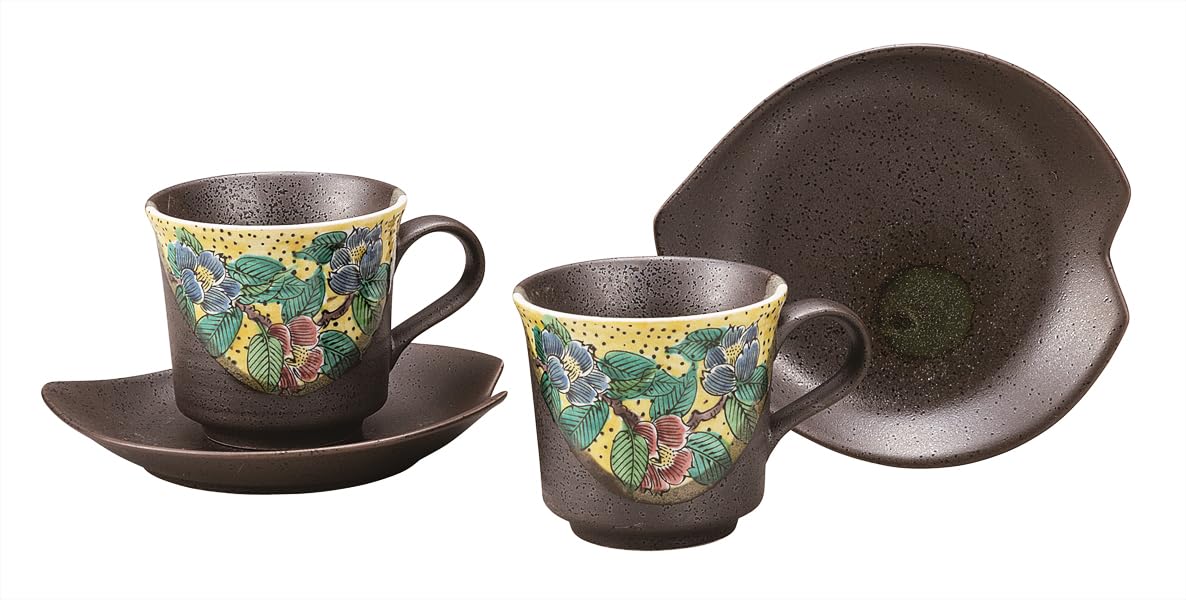 Kutani Iwataya Pair of Coffee, Yoshidaya Tsubaki K9-1093