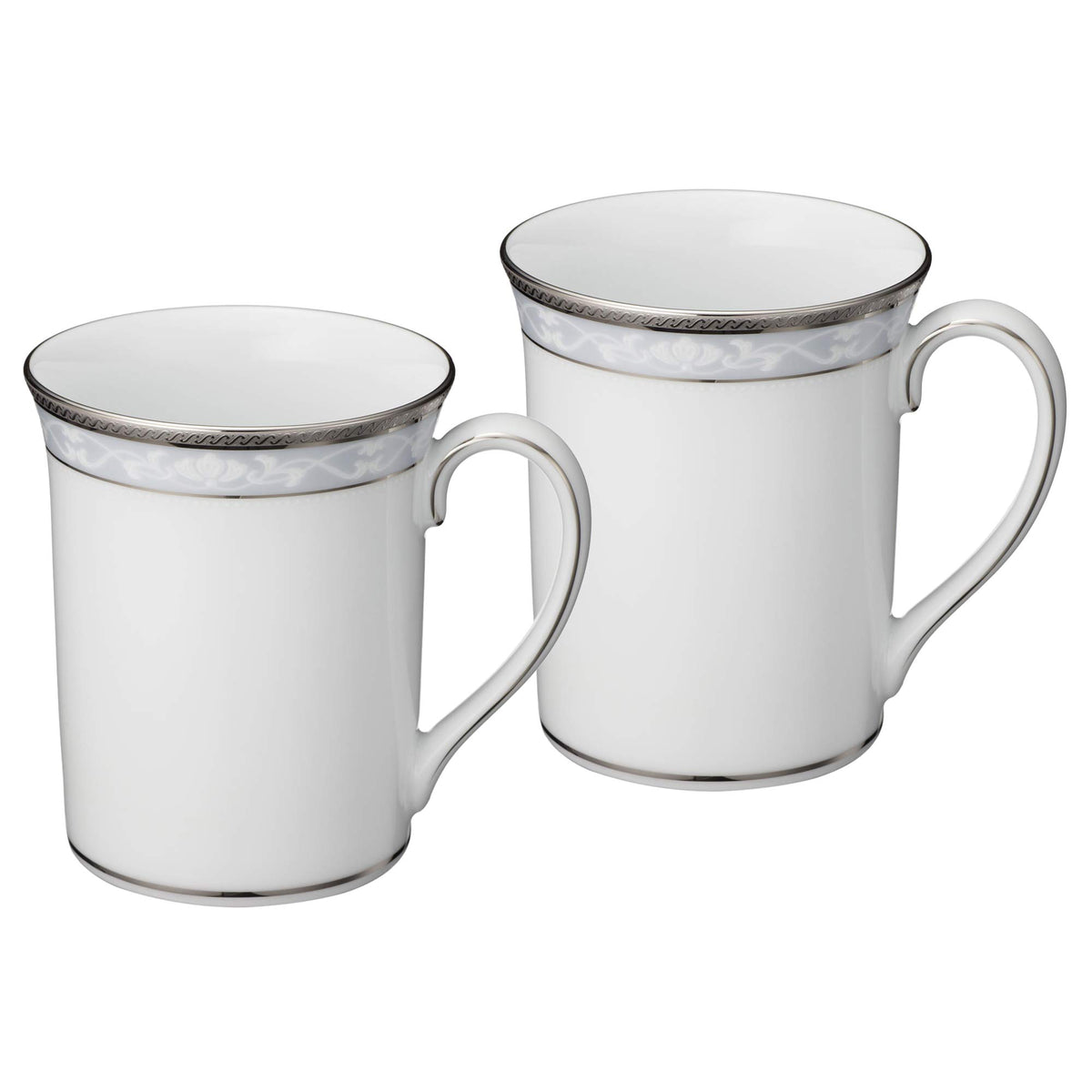 Noritake P91332/4336 Mugs (Pair) 310cc Hampshire Platinum 2 Piece Fine Porcelain