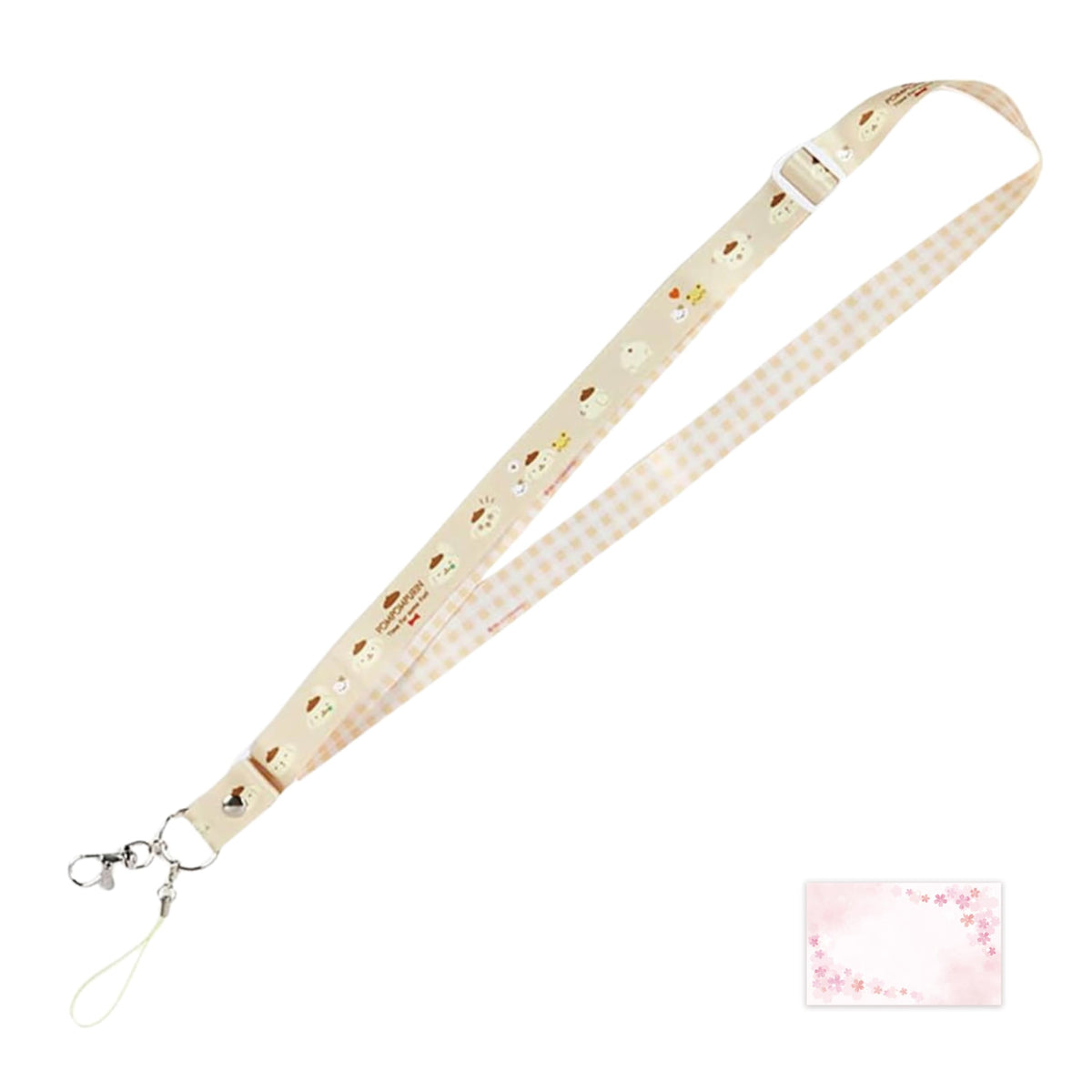 SanrioOriginal Cute Lanyard Strap (Japan Import) - Includes Cherry Blossom Message Card (Pompompurin)
