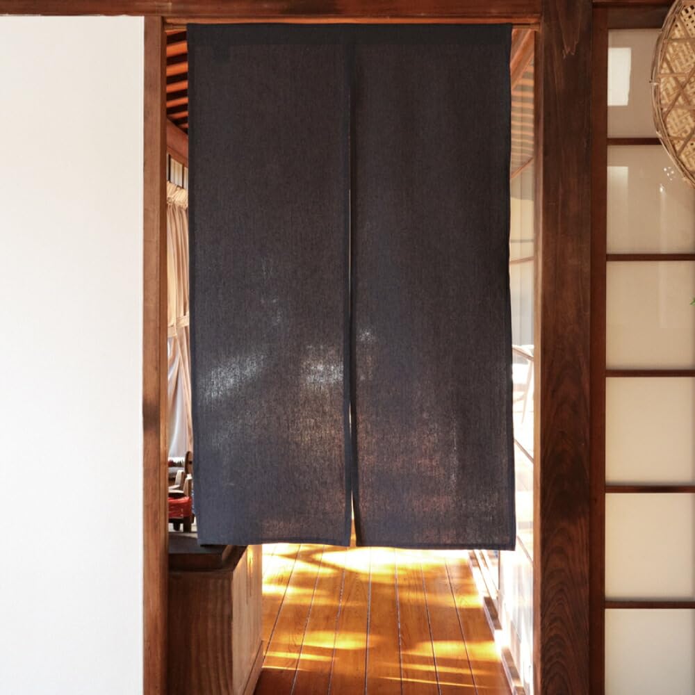 Noren Workshop 27096 Nore, Plain, Cotton Blend, Simple, Natural, Width 28.3 x Length 47.2 inches (72 x 120 cm), Room Divider, Blindfold for Living Room, Kitchen, Melange Navy