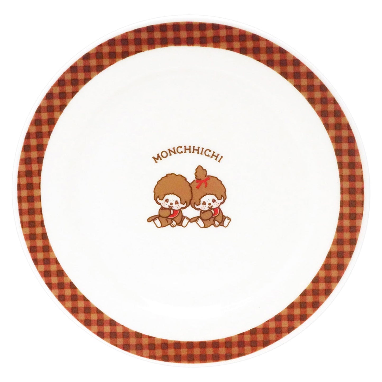 金正陶器(Kaneshotouki) Monchhichi 712103 Plate, Plate, Approx. 7.9 inches (20 cm) Diameter, Checkered Tableware, Goods, Miscellaneous Goods, White, Made in Japan