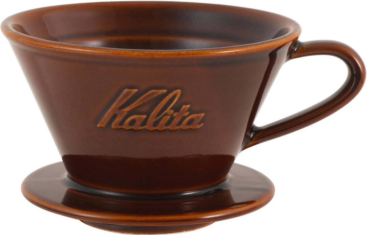 Kalita #02113 DACHI MI 185 Coffee Dripper, Mino Ware, High Heat Retention, Porcelain, For 2-4 People, Dachi MI 185 Dripper, Gloss Brown, #02113 Wave Series, Made in Japan, Drip Equipment, For 2