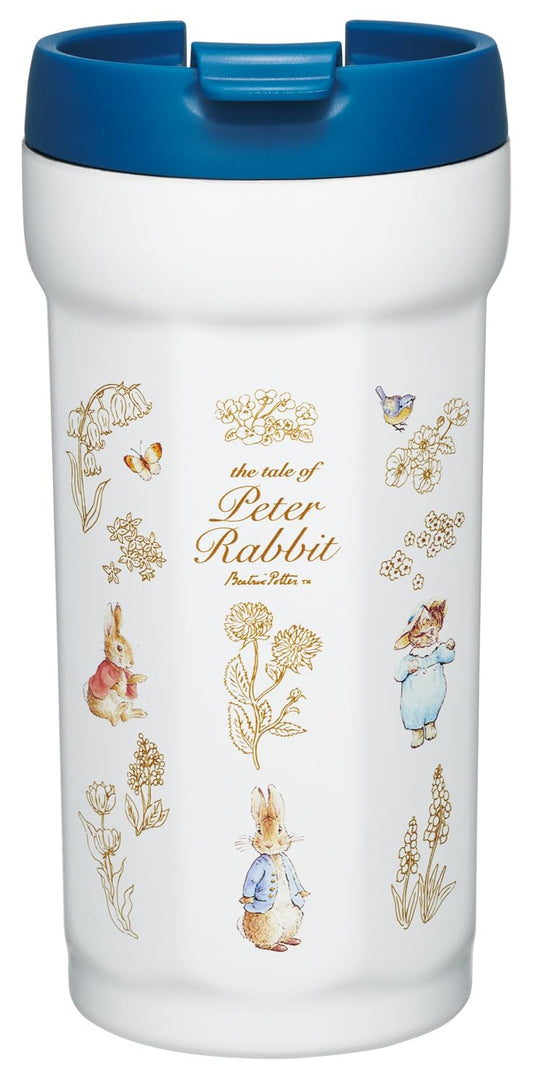 Skater SMVO4-A Octagonal Stainless Steel Tumbler with Lid, 11.8 fl oz (350 ml), Thermal, Cold Insulated, Flap Lock, Peter Rabbit