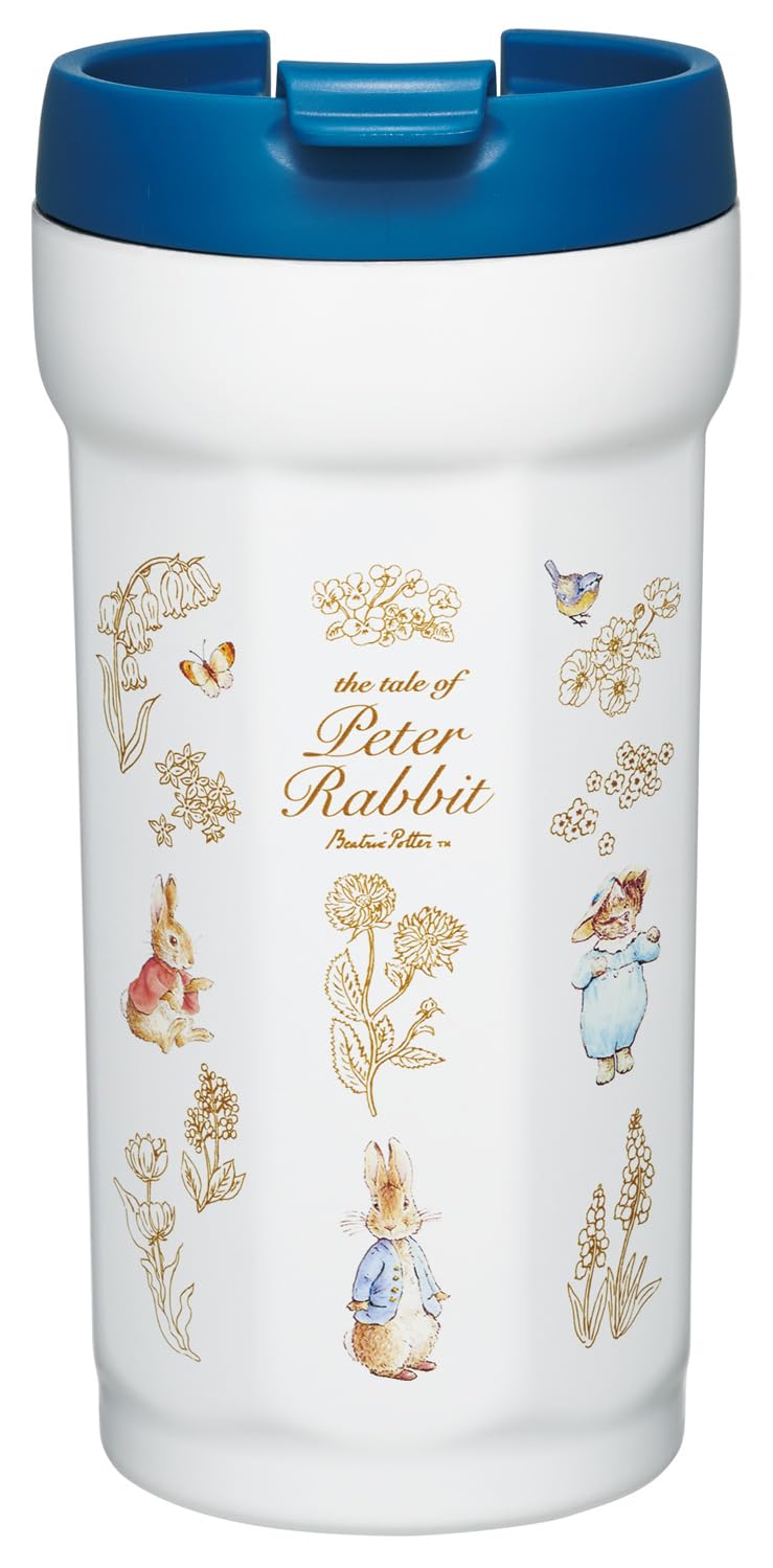 Skater SMVO4-A Octagonal Stainless Steel Tumbler with Lid, 11.8 fl oz (350 ml), Thermal, Cold Insulated, Flap Lock, Peter Rabbit