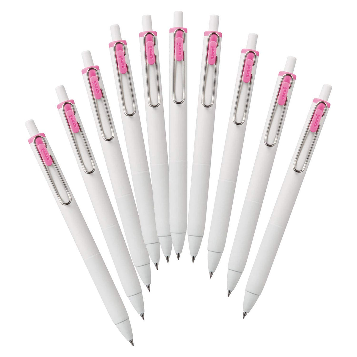 Mitsubishi Pencil Uni-Ball One UMNS38.68 Gel Ballpoint Pens, 0.01 inches (0.38 mm), Baby Pink, 10-Pen Box