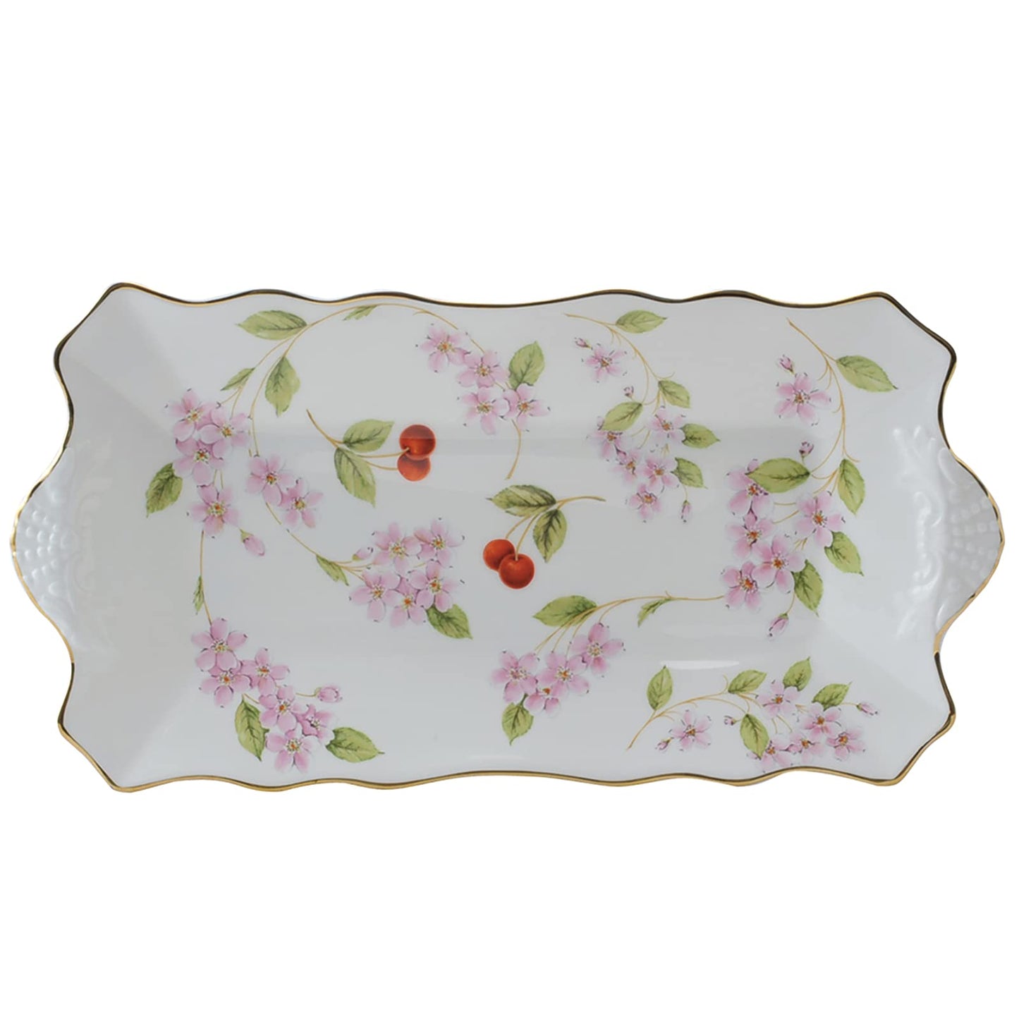 Ainsley CBPT20647C Cherry Blossom Sandwich Tray, Plate, Approx. 12.4 x 6.1 inches (31.5 x 15.5 cm)