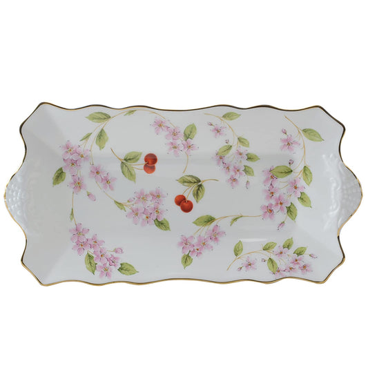Ainsley CBPT20647C Cherry Blossom Sandwich Tray, Plate, Approx. 12.4 x 6.1 inches (31.5 x 15.5 cm)