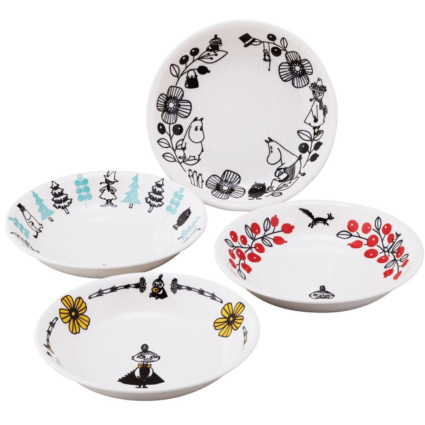Yamaka Shoten Moomin MM1400-184 Moomin Valley Pasta Plate, Curry Plate, Set of 4, Diameter Approx. 8.5 inches (21.5 cm), Microwave, Dishwasher Safe, Pasta Plate, Moomin Goods, Scandinavian, Mother's Day, Gift, Tableware, Gift, Wedding Gift, Made in Japan