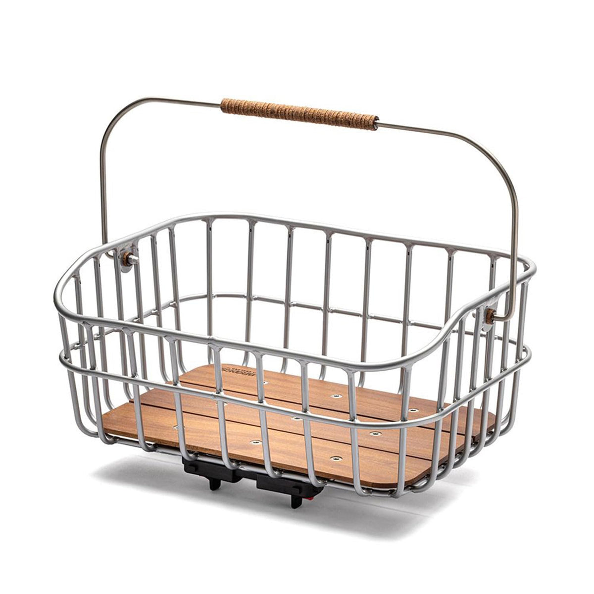 Brooks Peckham Low Basket Aluminium Bicycle Dedicated Rear Basket with One Touch Removal Classic Wood Top Plate Shallow Type