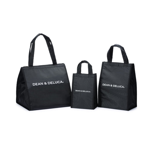Dean & Deluca Cooler Bag Set of 3 Black Rectangular Thermal Insulated Cooler Bags for Women Men Lunch Bag 37.5x36.2x11.5 cm