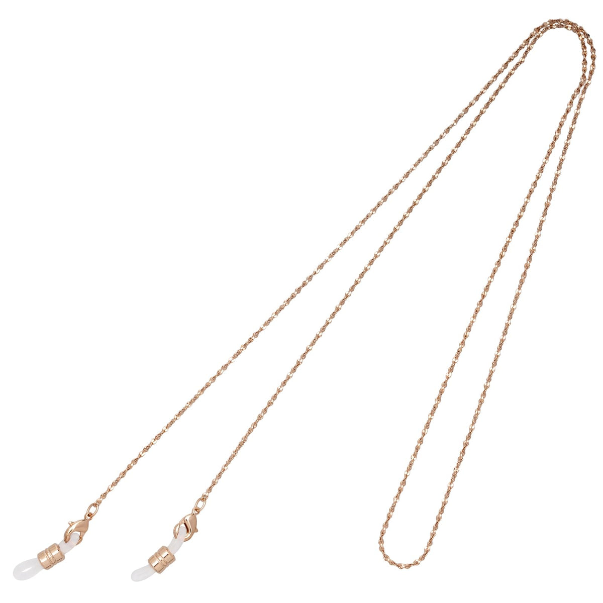 Tccase Eyeglass Holder, Glasses Strap, 27.6 inches (70 cm), Simple, Necklace, Brass, Anti-Slip Eyewear Strap, Pink Gold