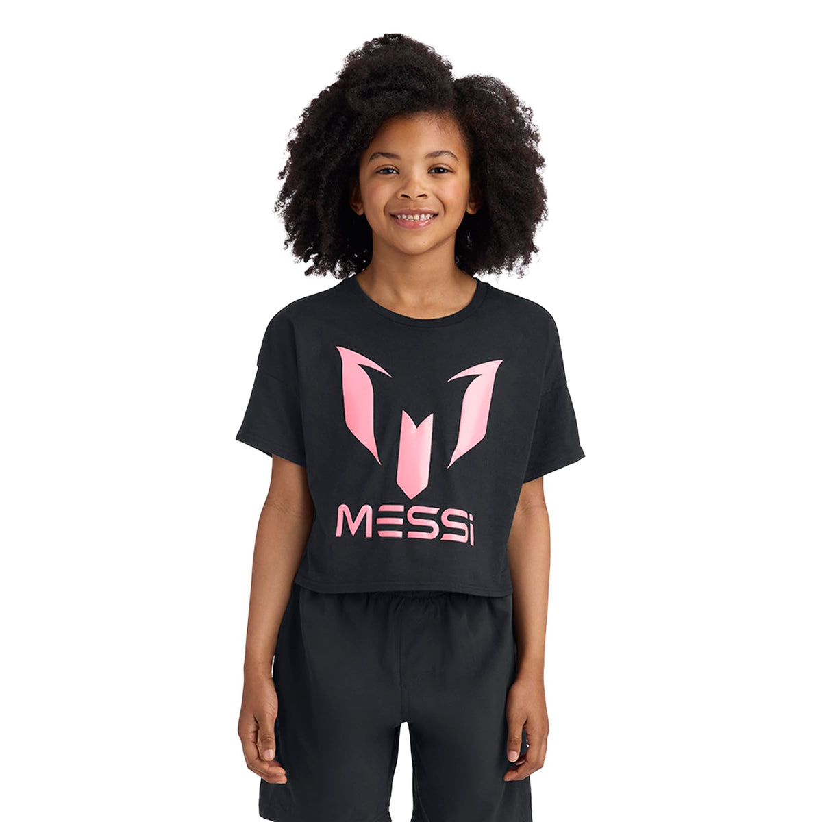 Messi Girls' Lifestyle Short Sleeve T-Shirt, Slim-fit Graphic Tee, Cotton Blend Fabric, Stretch Limo, 14-16