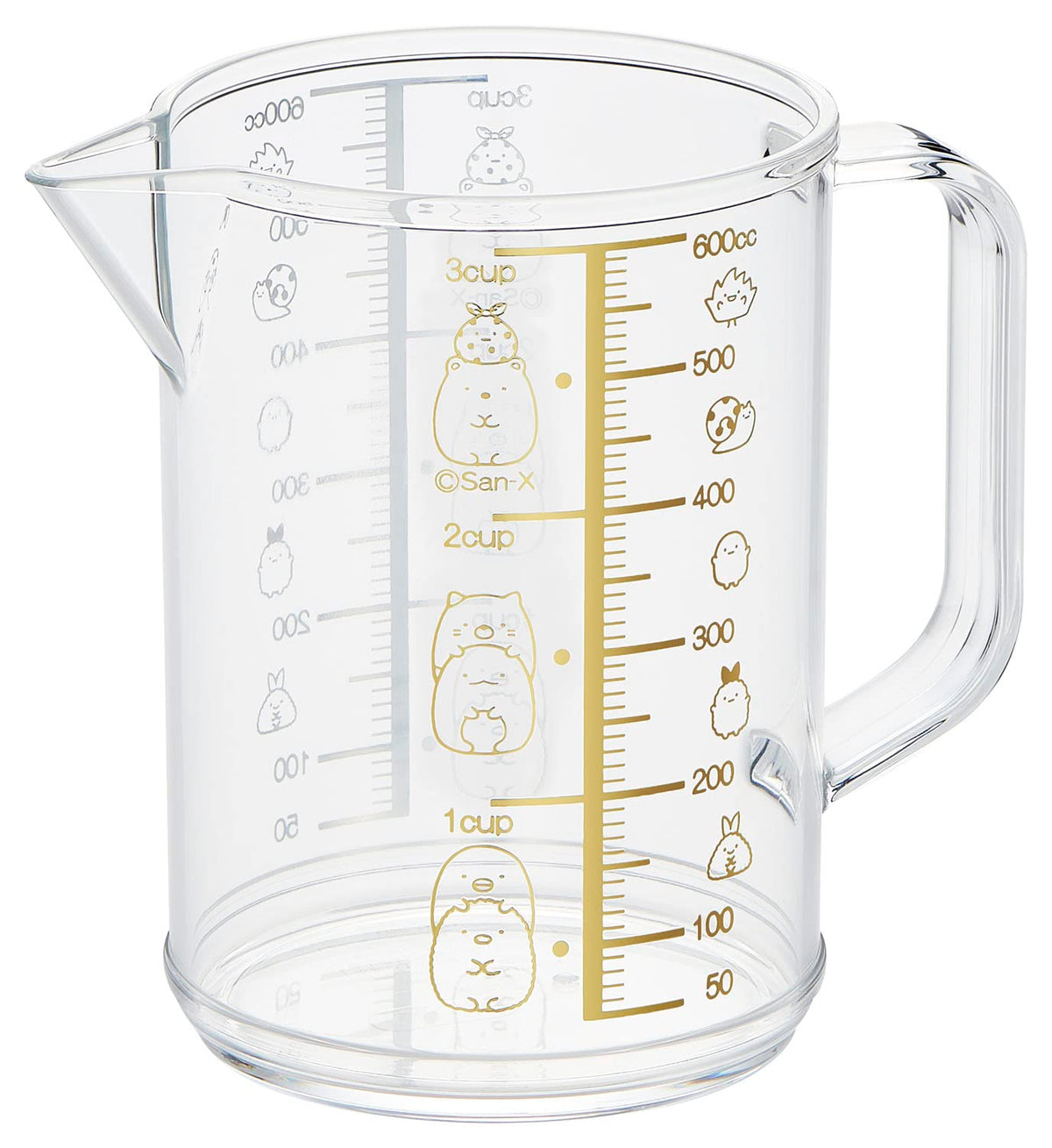 OSK MC-2 Measuring Cup, Sumikko Gurashi Measuring Cup, Large, 20.3 fl oz (600 ml), Made in Japan, Graduated, Boiling Water, Handle, Cute, Stylish, Easy to Use, Easy to Pour, For Cooking, Clear