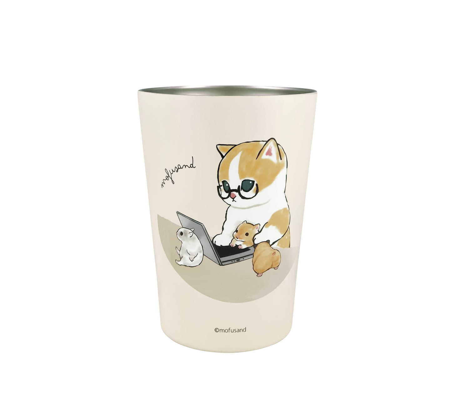 mofusand 53-2035 2-Way Vacuum Double Layer Tumbler, M, Office, Work Desk, Cup, Hot and Cold Insulation, Holder, Cup, Cute, Cat
